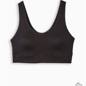 Torrid Lightly Lined Seamless Rib Scoop Bralette (Black)